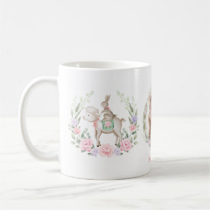 Sweet Lamb och Bunny Rabbit Vår Blommigt Påsk Kaffemugg