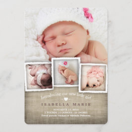 Sweet Land Burlap Flicka Birth Notice Meddelande