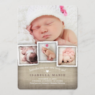 Sweet Land Burlap Flicka Birth Notice Meddelande