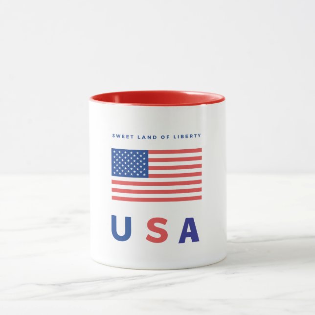 "Sweet Land Liberty" USA flagga Mugg (Center)