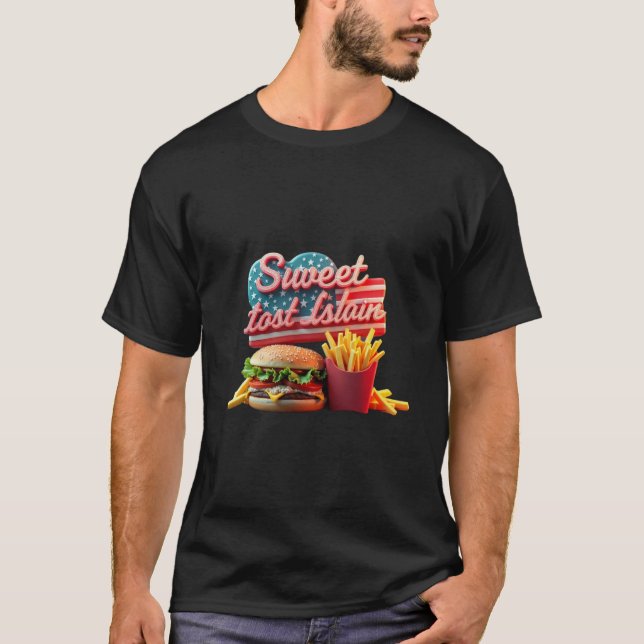  “Sweet Land of Liberty & Extra Fries”  T Shirt (Framsida)