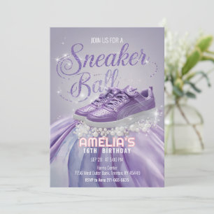 Sweet Lavender Birthday Sneaker Boll Party Inbjudningar