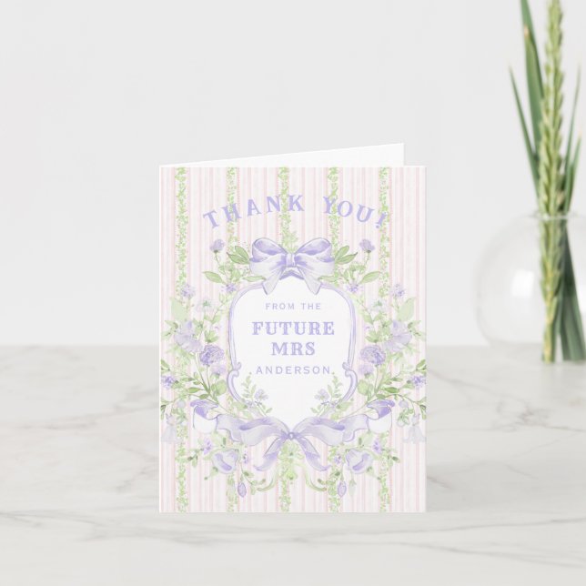 Sweet Lavender Blommigt Möhippa Vapensköld Tack Kort (Framsida)