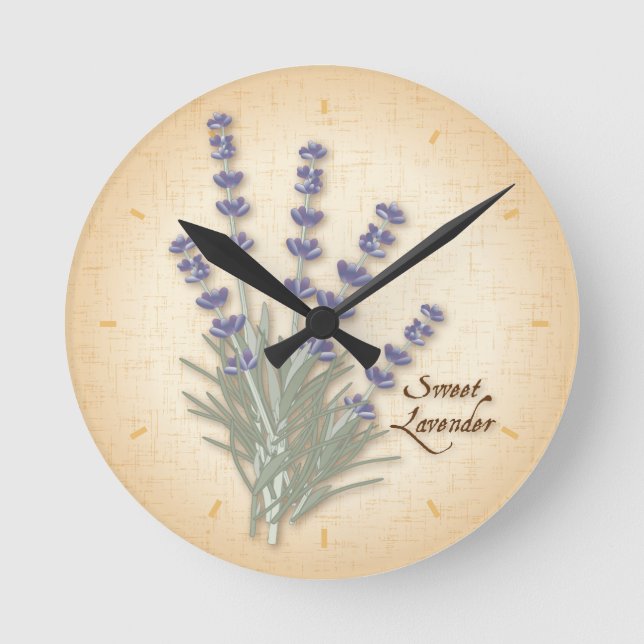 Sweet Lavender Clock Rund Klocka (Framsida)