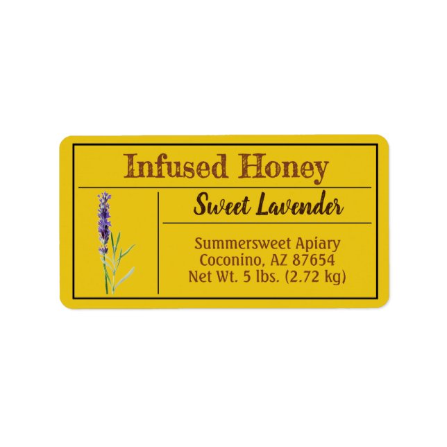 Sweet Lavender Infused Honung Product Adressetikett (Framsidan)