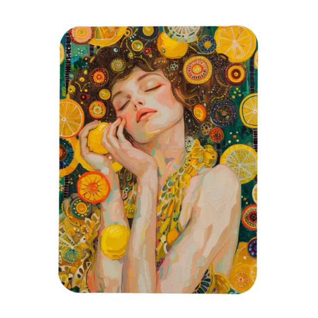 Sweet Lemon Dreams Klimt Stil AI Magnet (Vertikal)