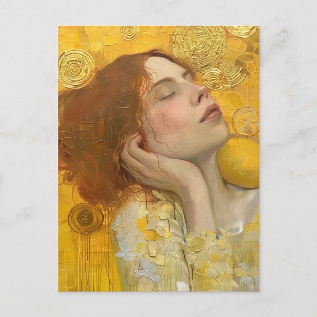 Sweet Lemon Dreams Klimt Stil Vykort (Framsida)