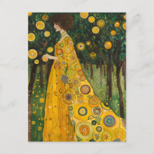 Sweet Lemon Träd Woman i Klimt Stil Vykort