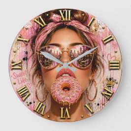 Sweet Life Donut Luxury Fashion Woman Portrait Stor Klocka