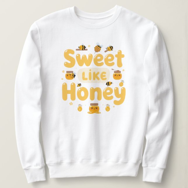"Sweet Like Honey" Cute Bee and Honey Pot T Shirt (Design framsida)