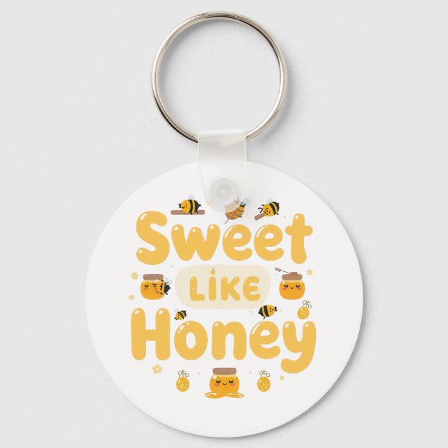 "Sweet Like Honey" Kawaii Pun Nyckelring (Framsida)
