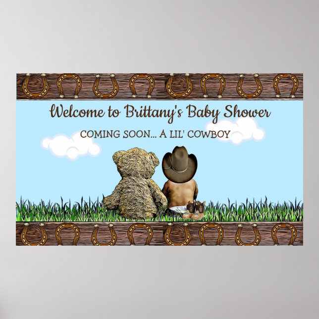 Sweet Lil Ethnic Baby Cowboy och Nalle Poster (Framsidan)