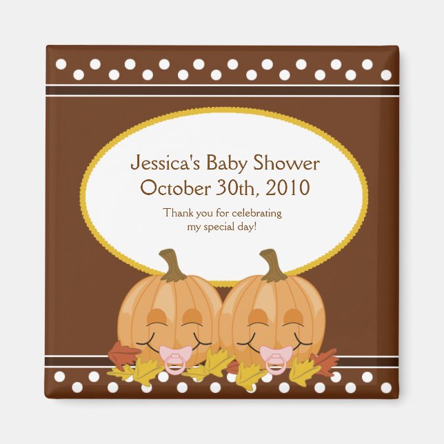 Sweet Lil Pumpkins Baby Shower Magnet Favor (Framsidan)