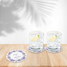 Sweet Lila Blommigt Bröllop Underlägg Papper Rund