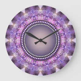 Sweet Lila Mandala Snöre Wall Clock Stor Klocka