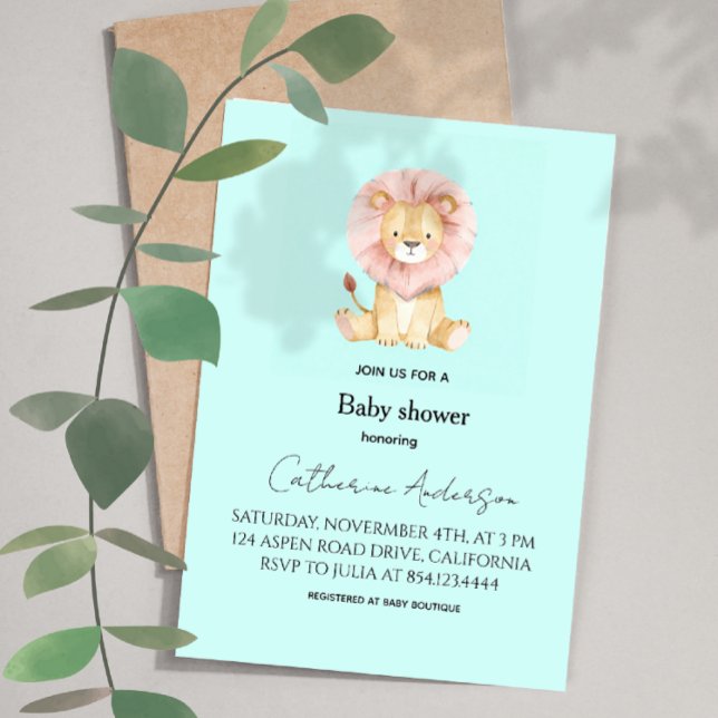 Sweet Lion Pastel Colors Baby Shower Invitation Inbjudningar (Skapare uppladdad)