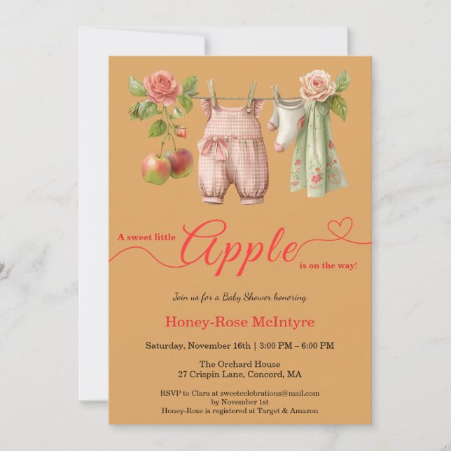 Sweet Little Apple Baby Shower | Fall Rustic Baby  Inbjudningar (Framsida)