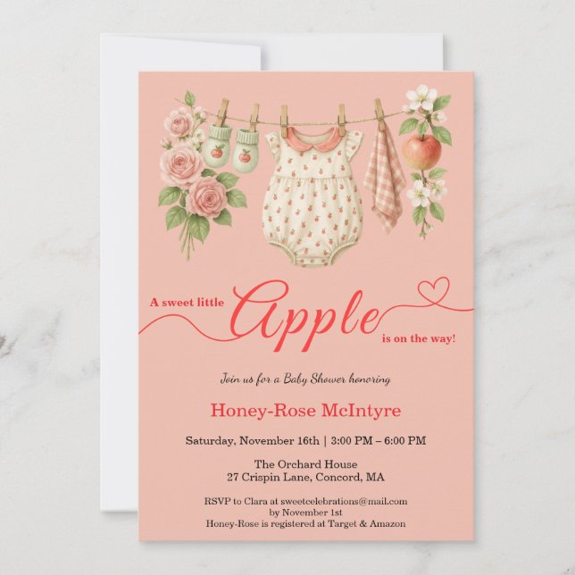 Sweet Little Apple Baby Shower | Fall Rustic Baby  Inbjudningar (Framsida)