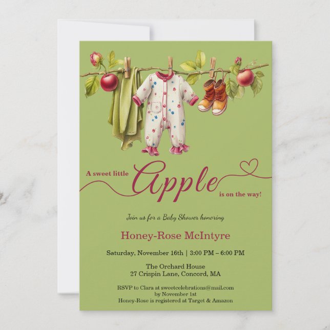Sweet Little Apple Baby Shower | Fall Rustic Baby  Inbjudningar (Framsida)