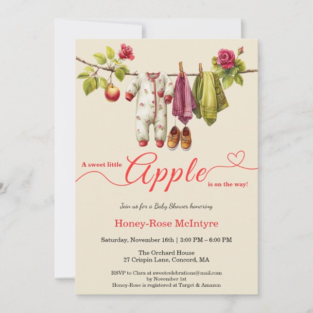 Sweet Little Apple Baby Shower | Fall Rustic Baby  Inbjudningar (Framsida)