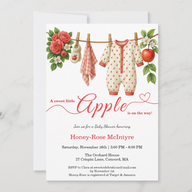 Sweet Little Apple Baby Shower | Fall Rustic Baby  Inbjudningar (Framsida)