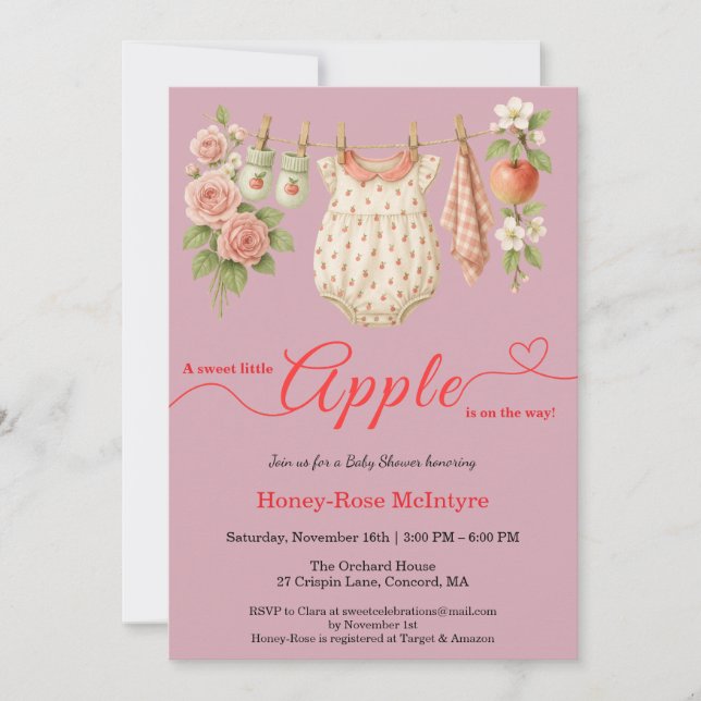 Sweet Little Apple Baby Shower | Fall Rustic Baby  Inbjudningar (Framsida)