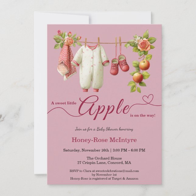 Sweet Little Apple Baby Shower | Fall Rustic Baby  Inbjudningar (Framsida)