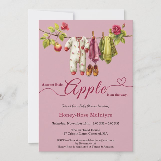 Sweet Little Apple Baby Shower | Fall Rustic Baby  Inbjudningar (Framsida)