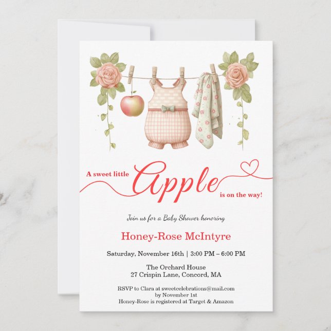 Sweet Little Apple Baby Shower | Fall Rustic Baby  Inbjudningar (Framsida)