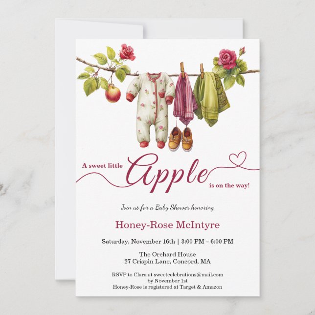Sweet Little Apple Baby Shower | Fall Rustic Baby  Inbjudningar (Framsida)