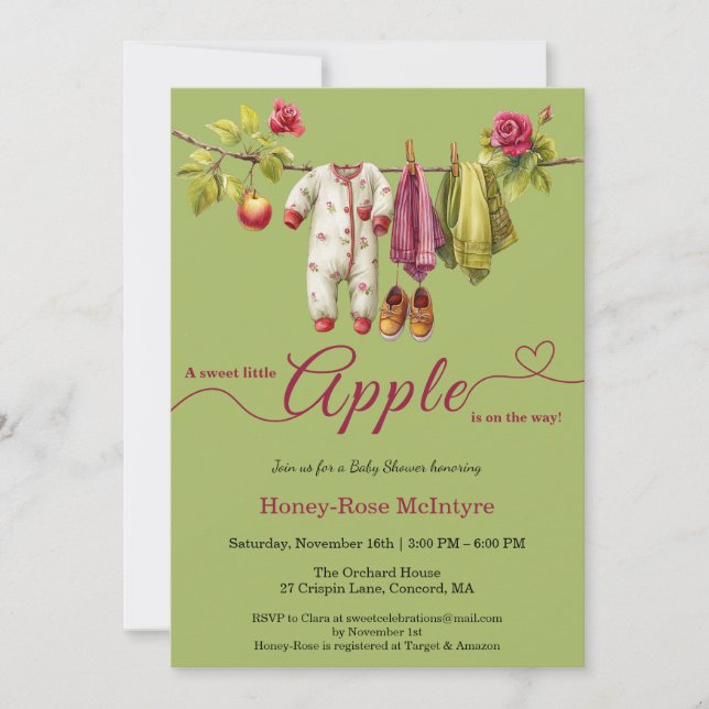 Sweet Little Apple Baby Shower | Fall Rustic Baby  Inbjudningar (Framsida)