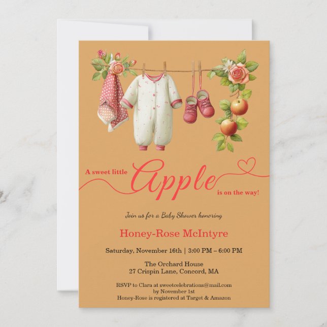 Sweet Little Apple Baby Shower | Fall Rustic Baby  Inbjudningar (Framsida)