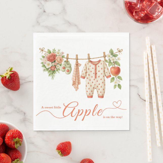 Sweet Little Apple Baby Shower | Fall Rustic Baby  Pappersservett (Insitu)