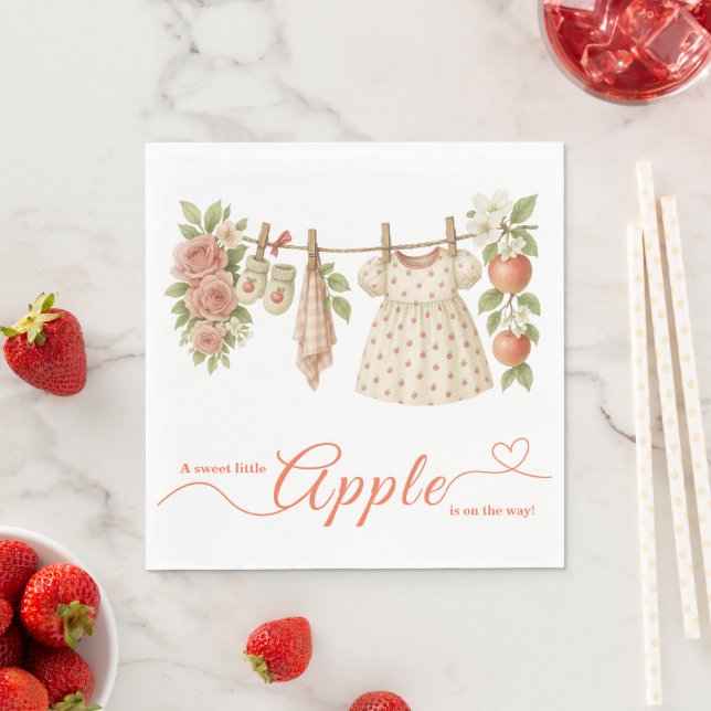 Sweet Little Apple Baby Shower | Fall Rustic Baby  Pappersservett (Insitu)