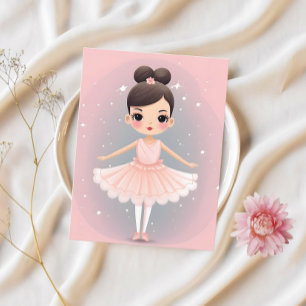Sweet Little Ballerina - Rosa Tutu & Brown Hair Helg Vykort