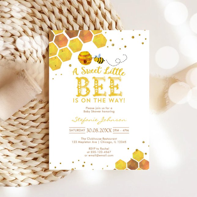 Sweet Little Bee Honey Bee Baby Shower Invitation Inbjudningar (Skapare uppladdad)