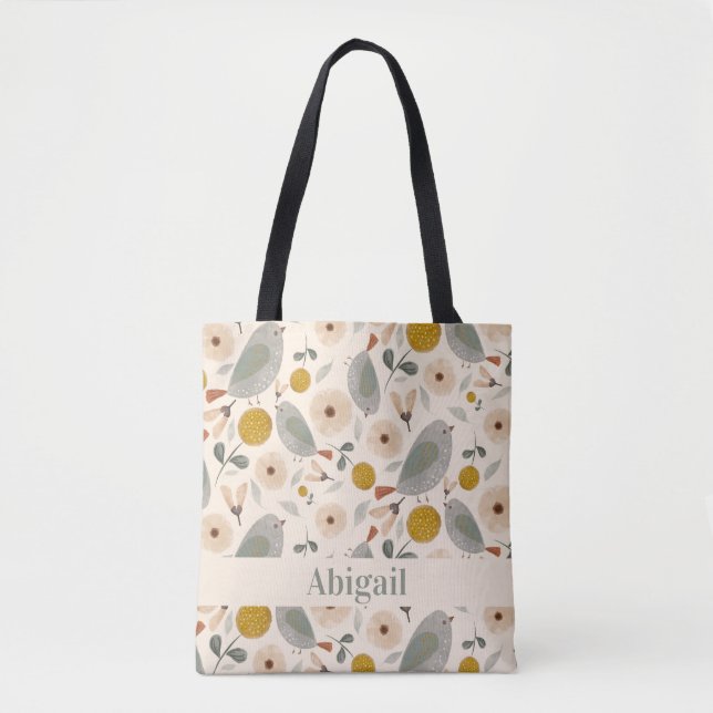 Sweet Little Birds Tote Bag Tygkasse (Framsida)