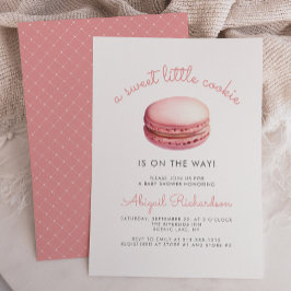 Sweet Little Cookie Macaron Pink Girl Baby Shower Inbjudningar