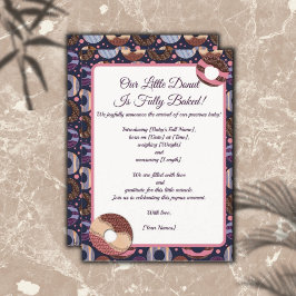 Sweet Little Donut Lila Birth Announcement Inbjudningar