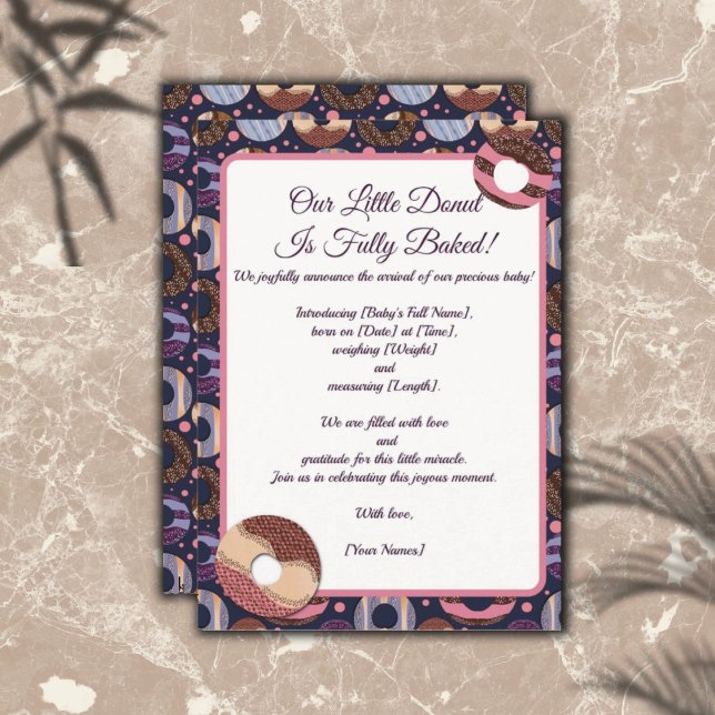 Sweet Little Donut Lila Birth Announcement Inbjudningar (Skapare uppladdad)