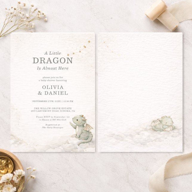 Sweet Little Dragon Couples Baby Shower Invitation Inbjudningar (Skapare uppladdad)