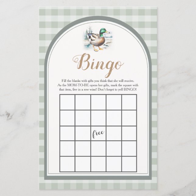 Sweet Little Duckling Gingham Baby Shower Bingo (Framsida)