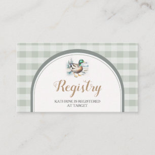 Sweet Little Duckling Gingham Baby Shower Registry Tilläggskort