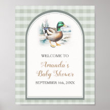 Sweet Little Duckling Gingham Baby Shower Välkomme