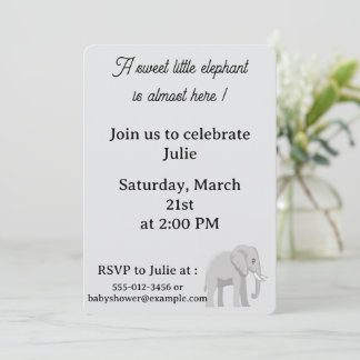 Sweet Little Elephant Baby Shower Invitation  Inbjudningar