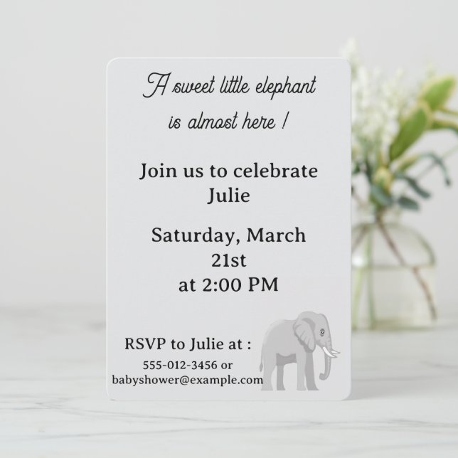 Sweet Little Elephant Baby Shower Invitation  Inbjudningar (Stående Fram)