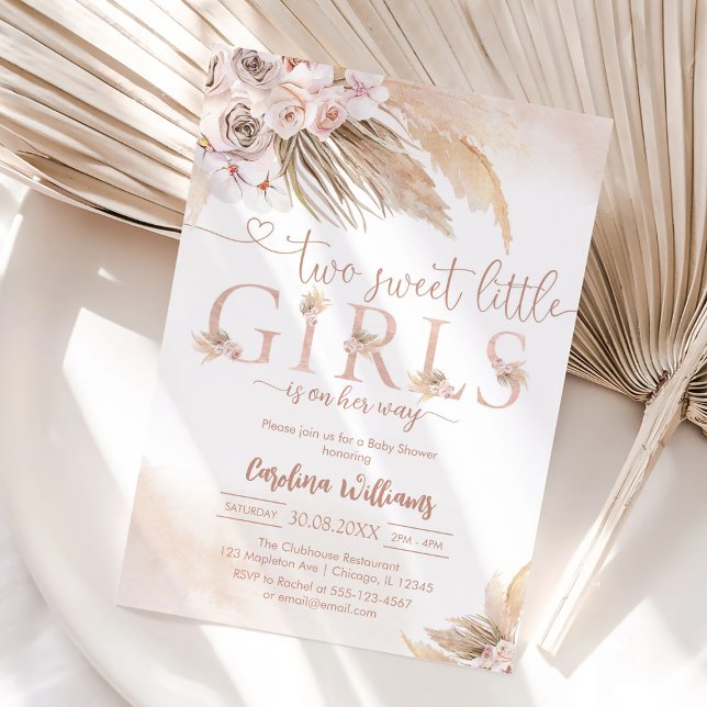 Sweet Little Girl Pampas Baby Shower Invitation Inbjudningar (Skapare uppladdad)