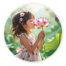 Sweet Little Girl Smelling a Flower