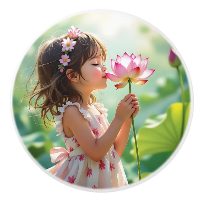 Sweet Little Girl Smelling a Flower Knopp (Framsidan)