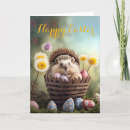 Sweet Little Hedgehog i Påsk Basket Helgkort